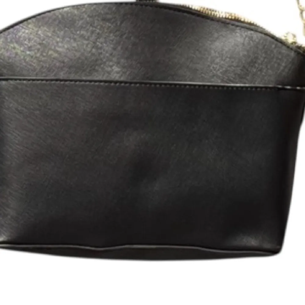 Anne Klein Crossbody Structured Dome Handbag Black POLYURETHANE Lion Logo Zipper - Image 3