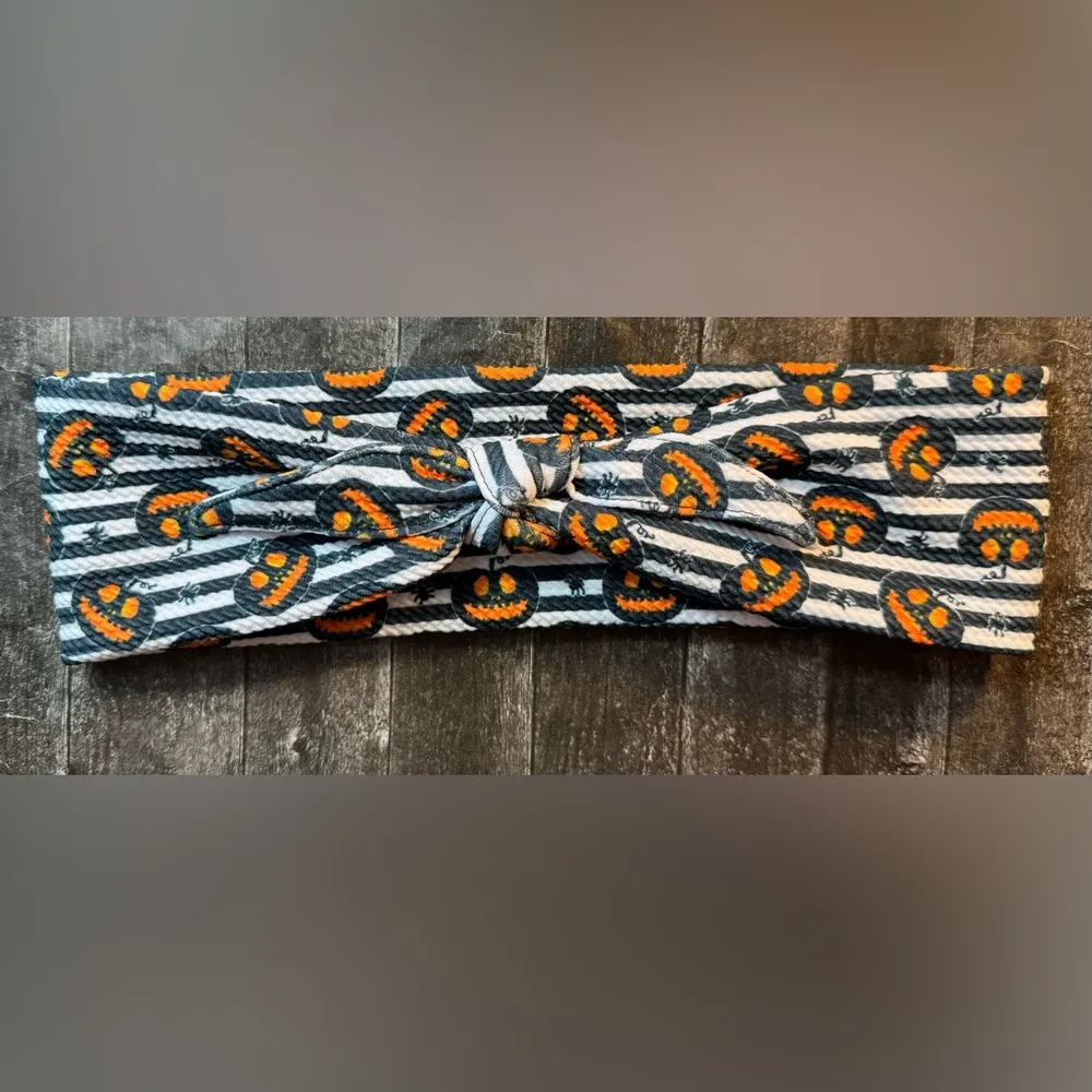 Halloween Pumpkins Stretch Headband Orange White And Black New - Image 2