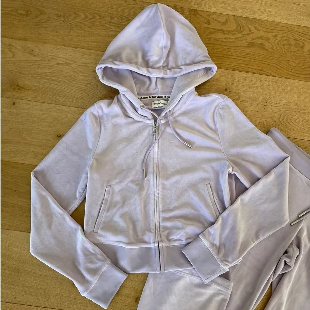 Juicy Couture - Velour & Rhinestone Hooded Top & Pants in Orchid Petal Purple - Image 2