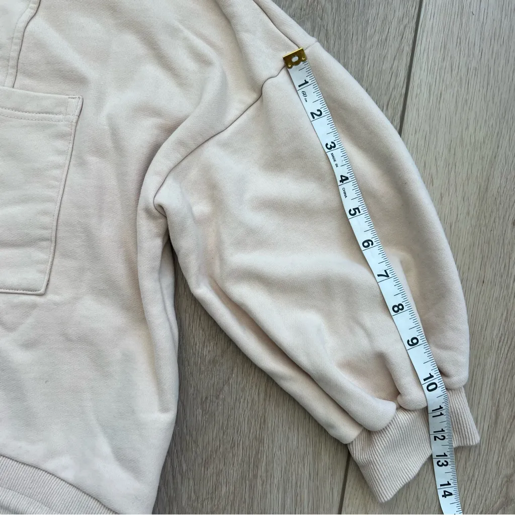 NAP Loungewear Drawstring Cotton Track Sweatshirt in Cream Oversized Size Small - Image 9