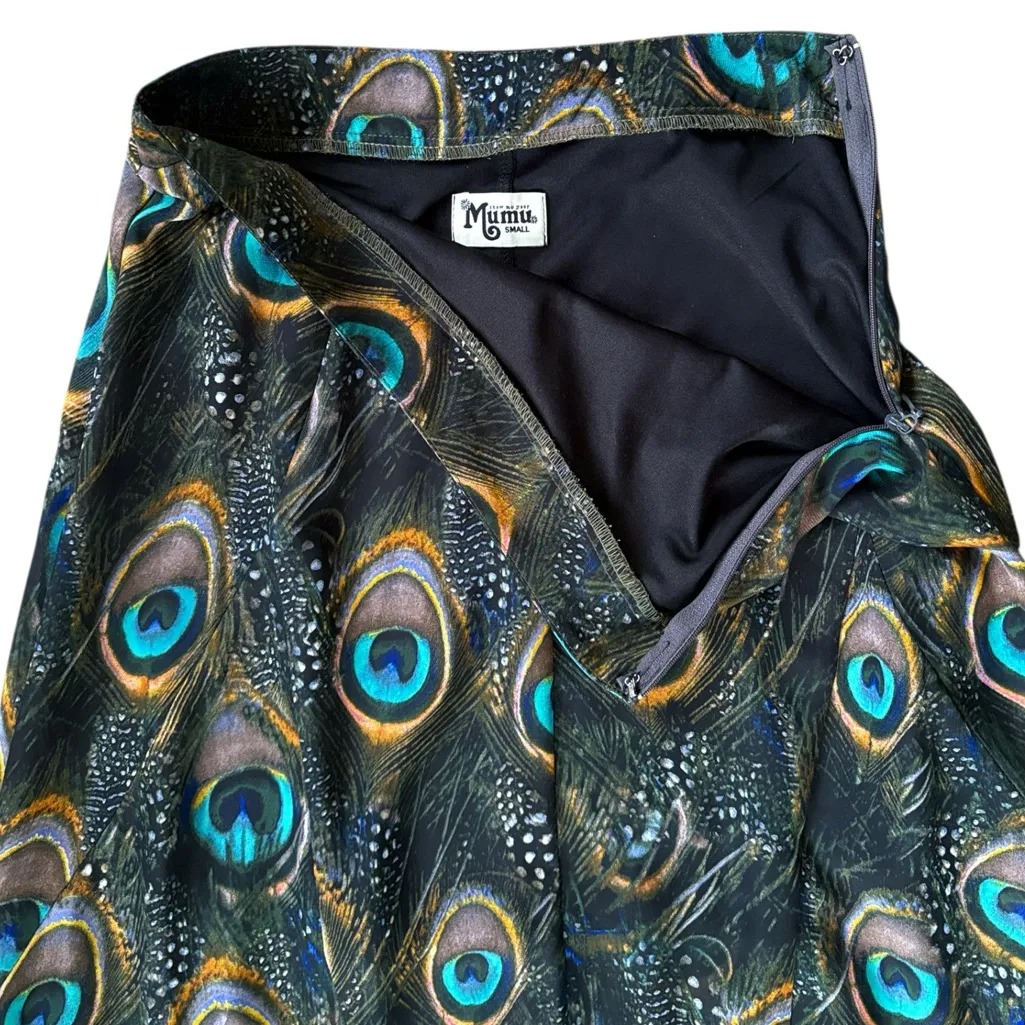 Like New Show Me Your Mumu Peacock Feather Maxi Skirt Size Small - Image 7