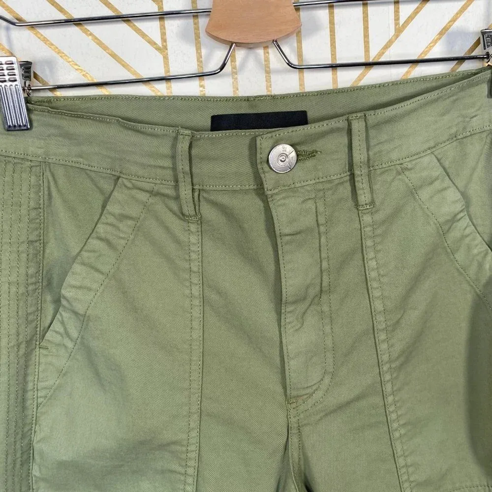 3x1 Simone Trouser Pants Cropped Side Slits Utility Chino Mid Rise Green 26 - Image 5
