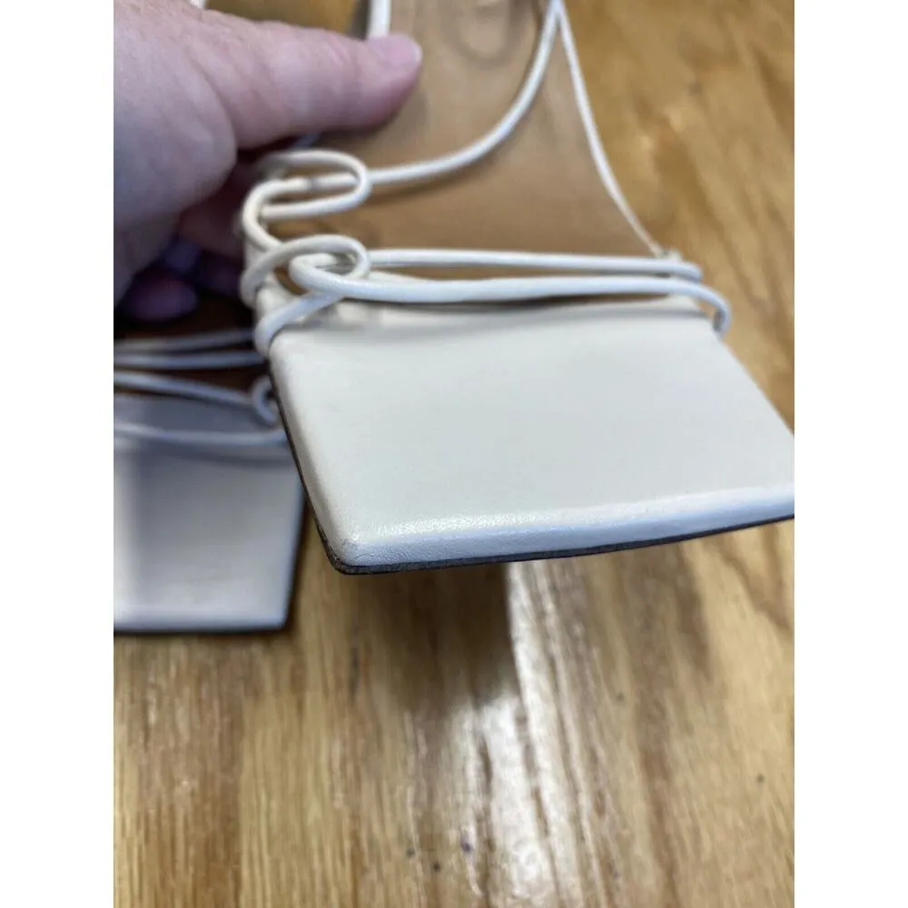 Miista Emere Strappy Sandals Women 10.5 White Kitten Heel Square Toe Hipster S64 - Image 3