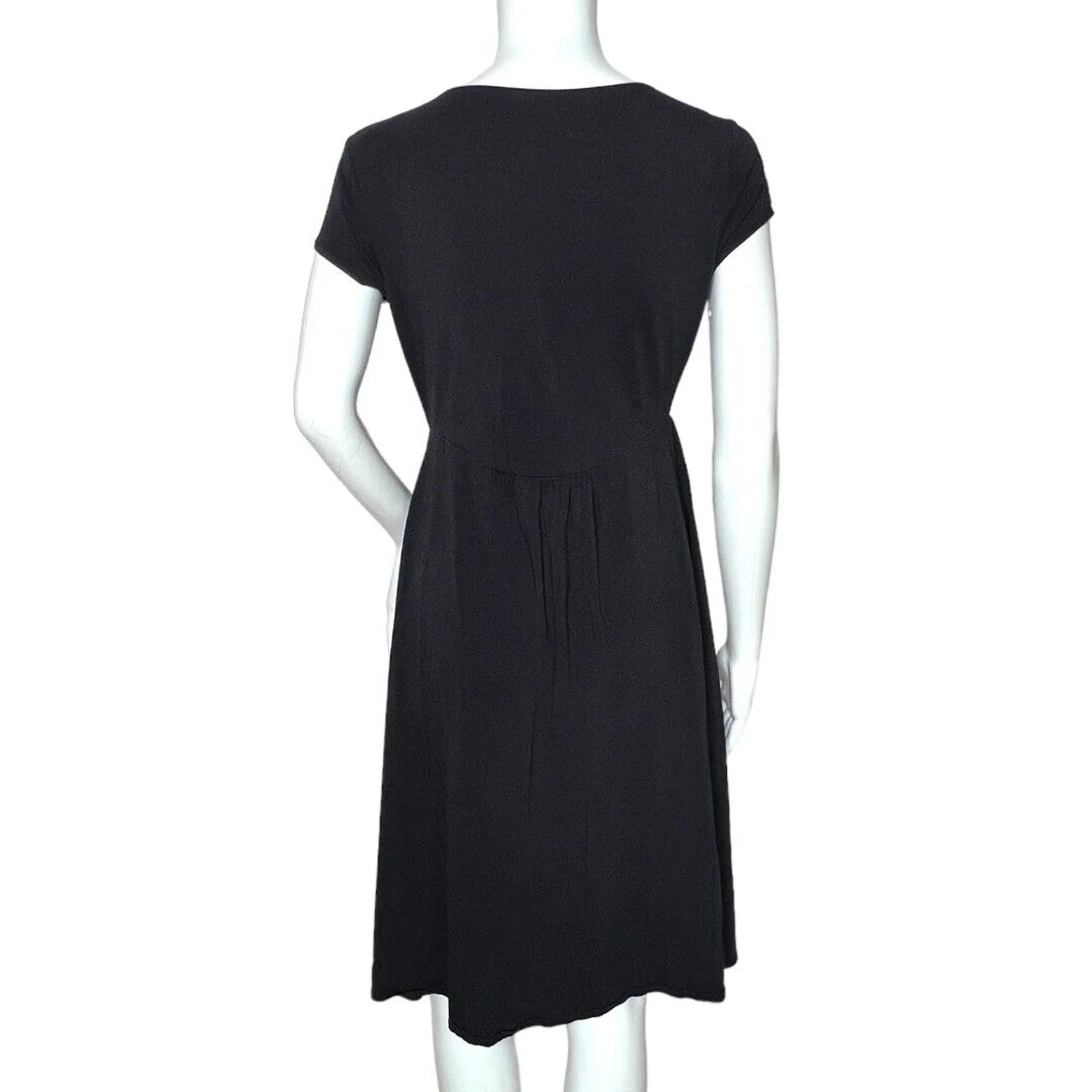 Garnet Hill Dress Women Small Black Jersey Knit Preppy Casual Neutral Minimalist - Image 3