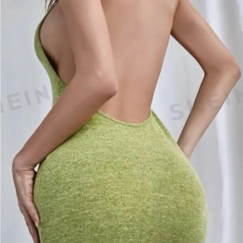 SheIn  Lime Green Halter Mini Dress - Image 9