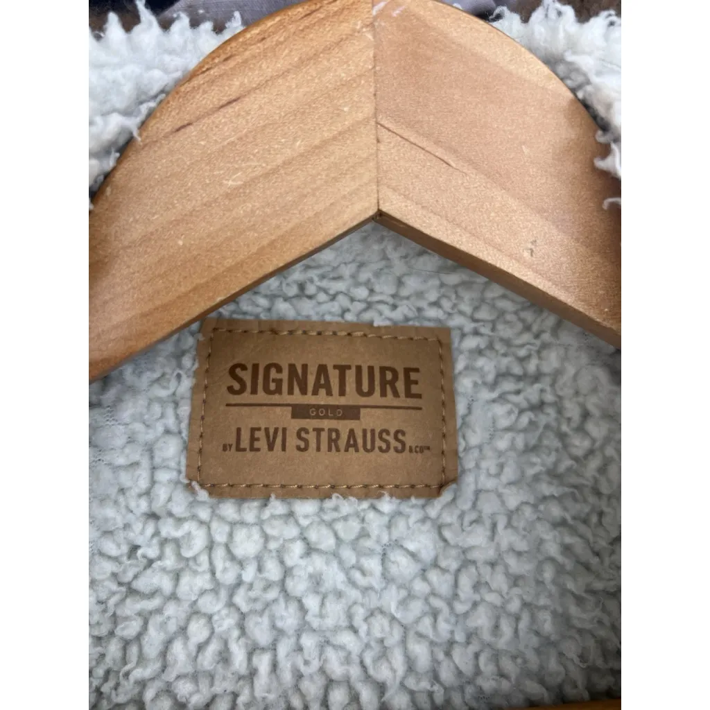Signature Gold Levi Strauss Sherpa Trucker Jacket Chore Barn Size XL Blue Denim - Image 6