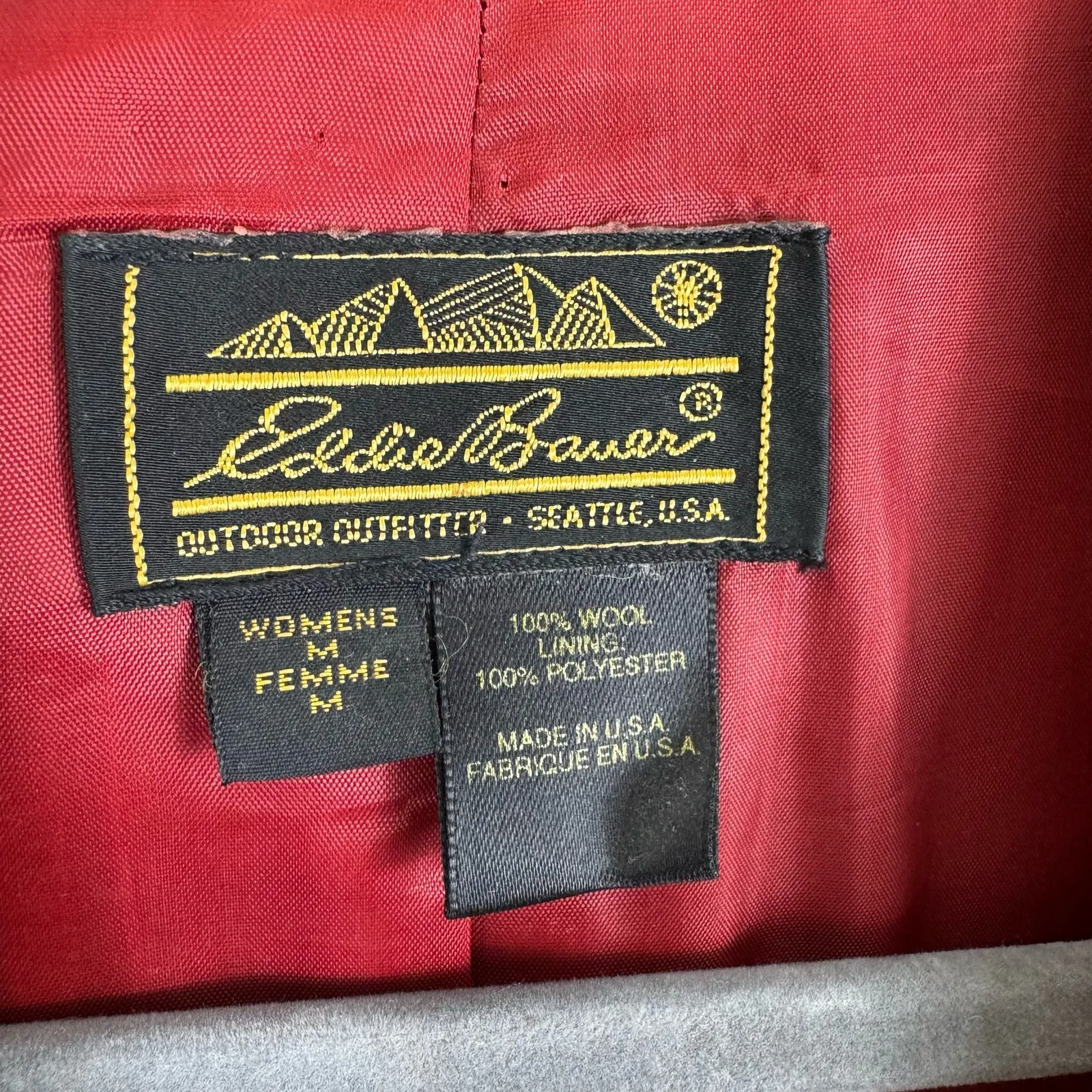 Eddie Bauer  Vintage Red Wool Pea Coat Medium - Image 5