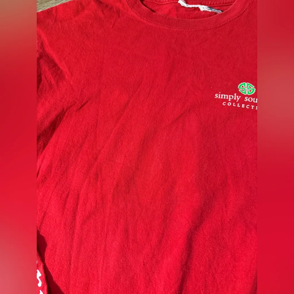 Simply Southern Red Christmas Happy Owl Long Sleeve T-shirt Size M - Image 5