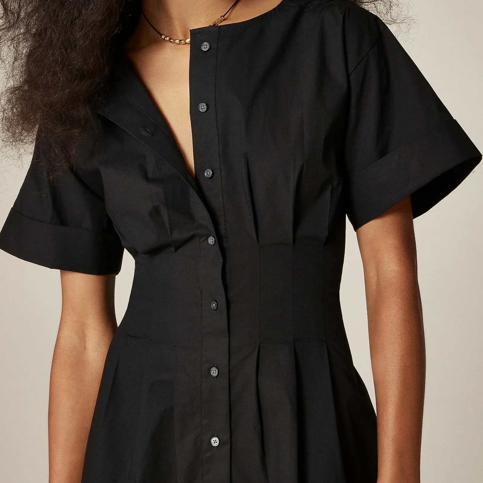J.Crew Wren mini shirt dress cotton blend poplin Black Size 14 TALL T14 14T NWT - Image 2