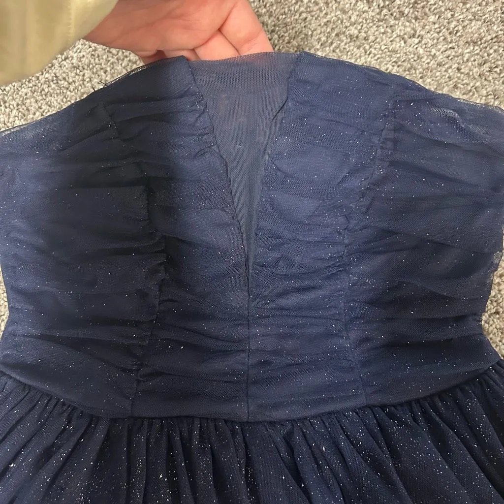 Speechless Glittery Y2K Women’s Size 5 Navy Strapless Short Semi Formal Dress - Image 6