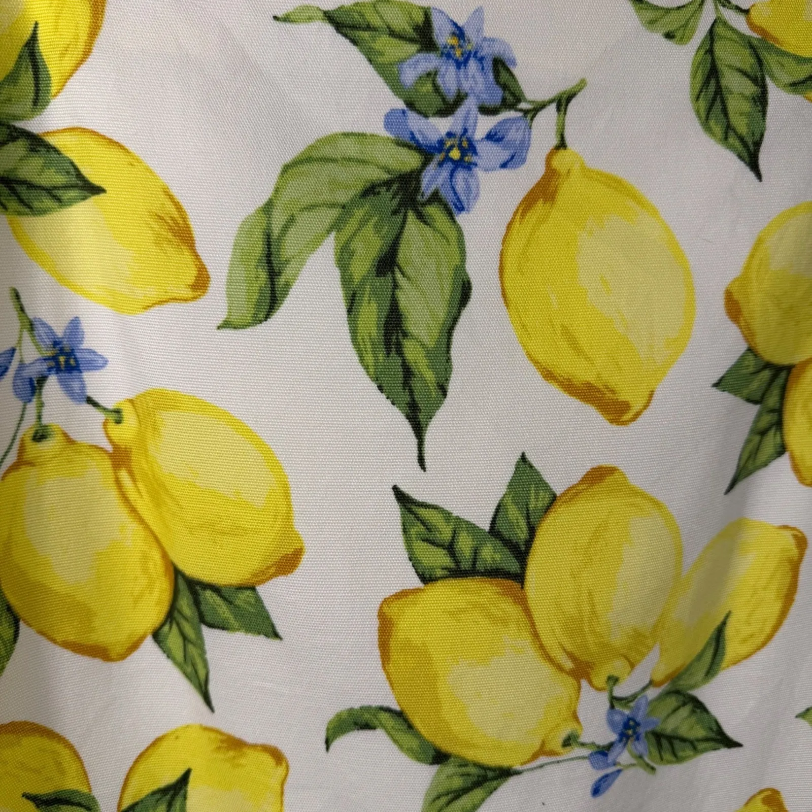 Talbots Petite Lemon Print Skirt Size 8P Yellow White Cotton Stretch Lined - Image 2