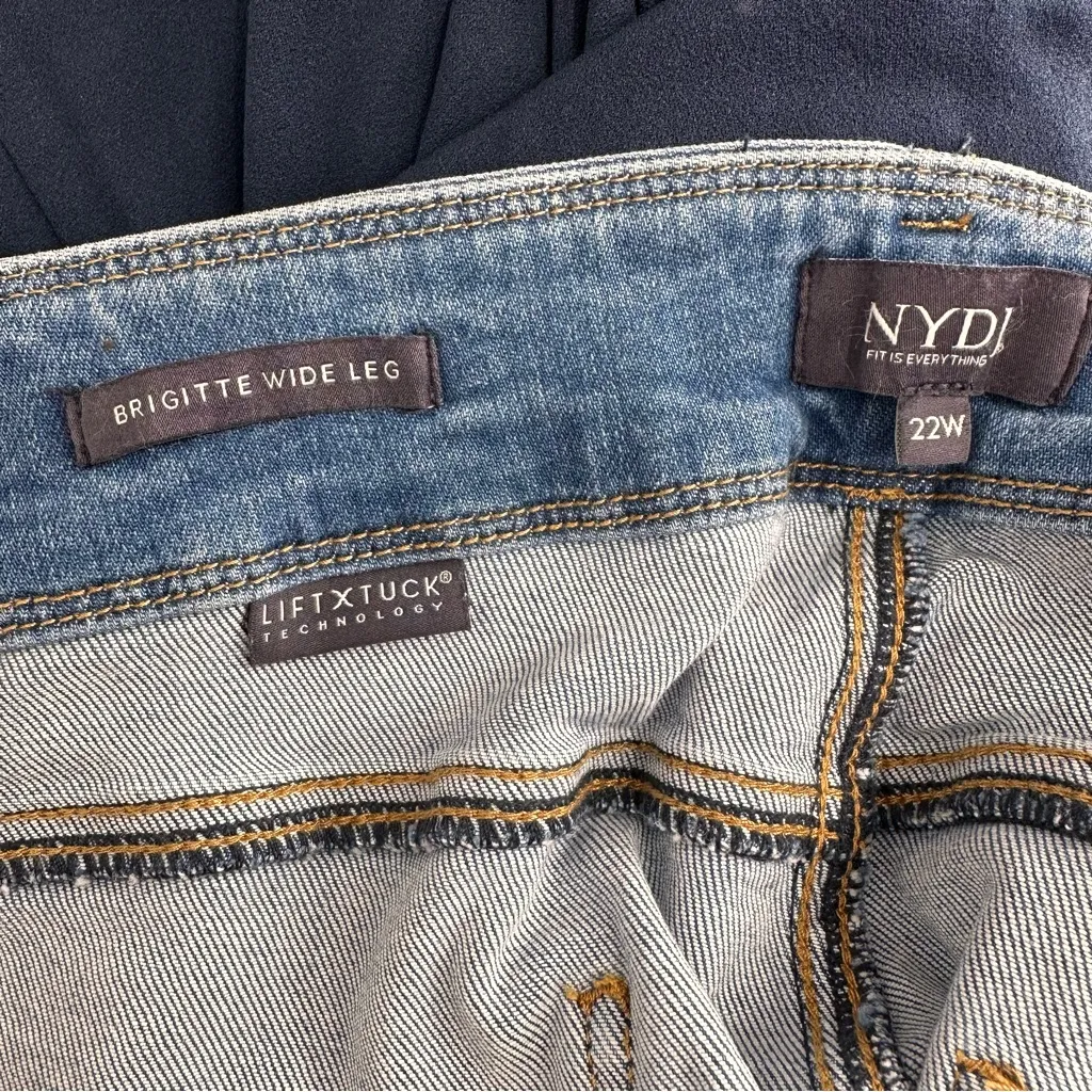 NYDJ Brigitte High Waist Wide Leg Capri Jeans size 22W in Corfu Blue NWT Raw Hem - Image 9