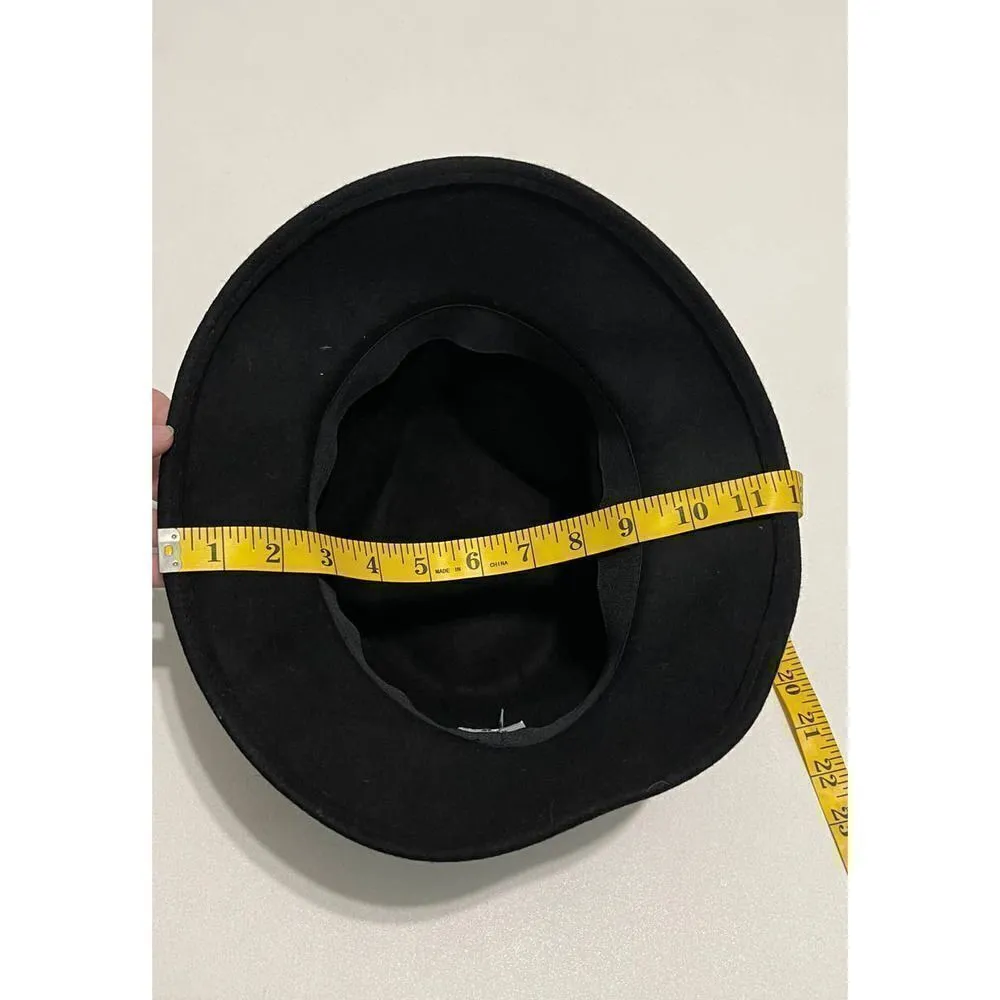 Black Wool Cloche Hat with Band Winter Fall Fashion Hat Floppy Boho Gold Accents - Image 5