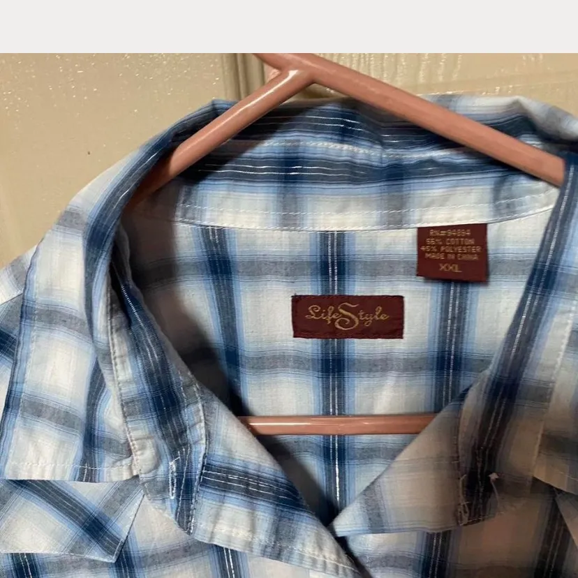 Western Button Down Shirt in Blue and White Size XXL - Image 2