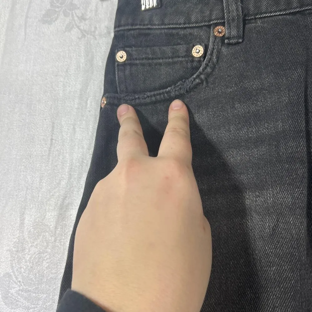 We The Free People 26 Jean Skirt Black Zip Front Mini Edgy Reputation Alt - Image 8