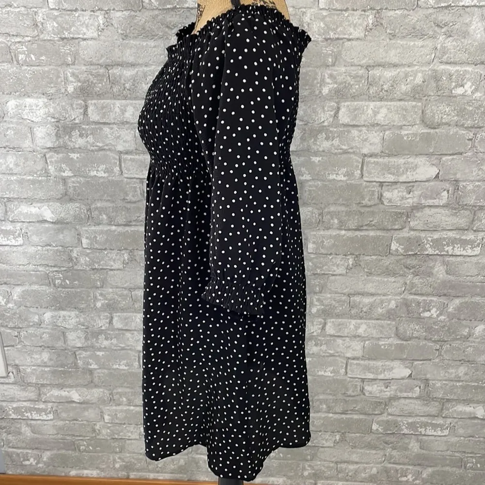 As U Wish Smocked Off Shoulder Polka Dot Dress - Image 2