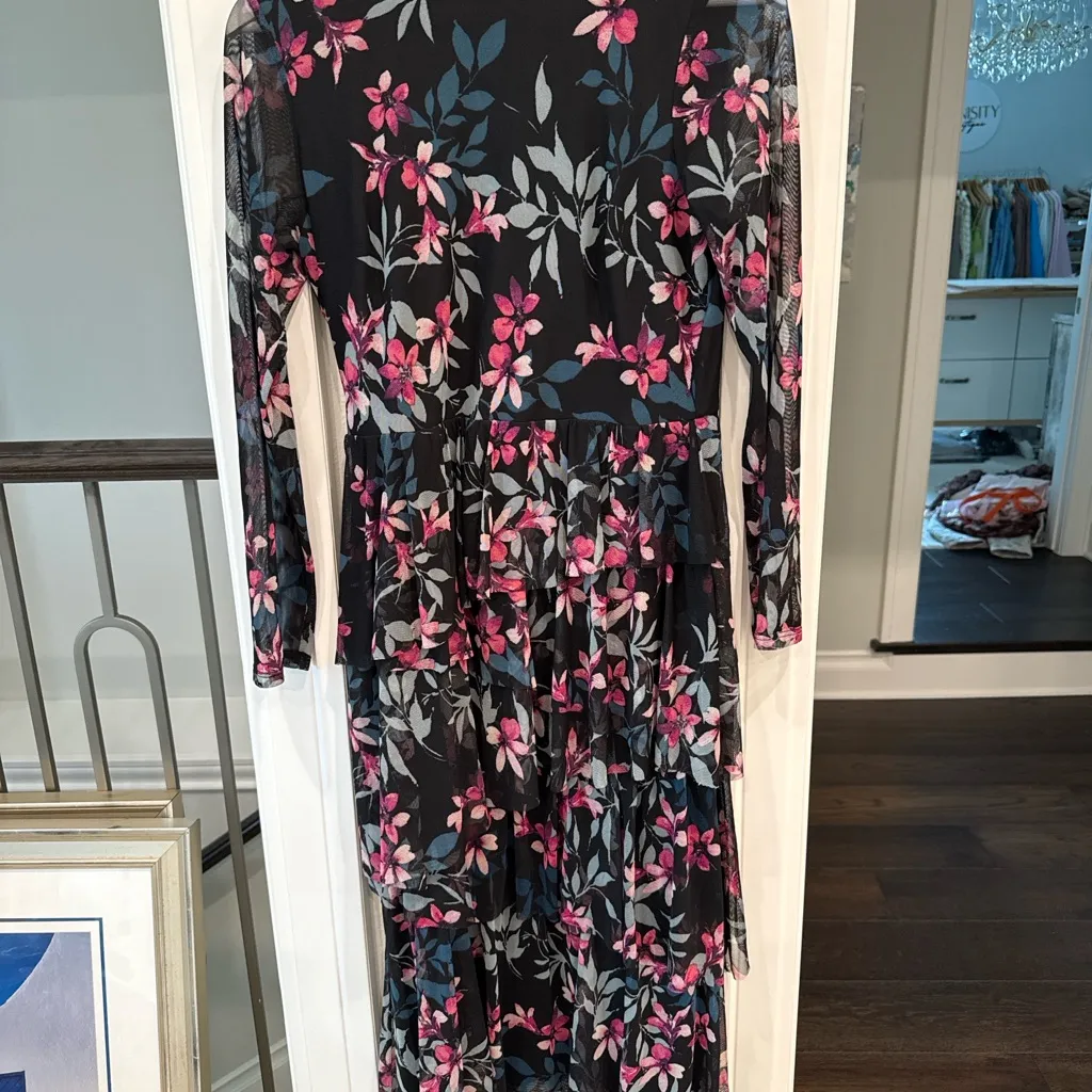 Kate & Lily Fall Floral Midi Dress Brown White Size 8 - Image 2