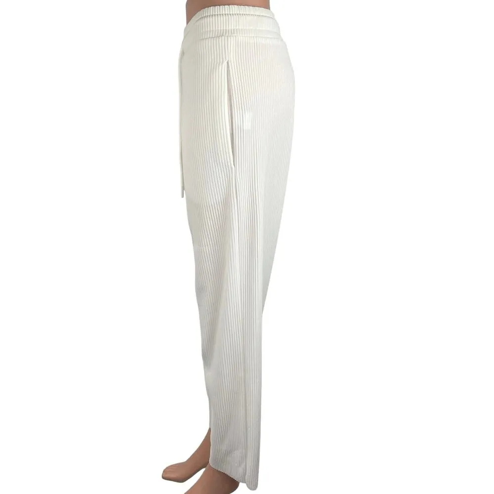 Zara White Ribbed Elastic Waist Drawstring Joggers Sweat pants Lounge Pants Sz S - Image 2