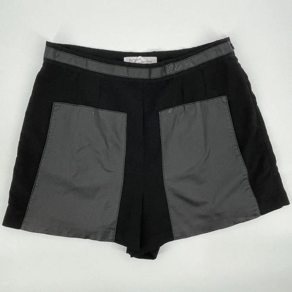BCBG BCBGeneration Faux Leather Panel Patch Pocket High Waisted Shorts Black Size 8 - Image 4