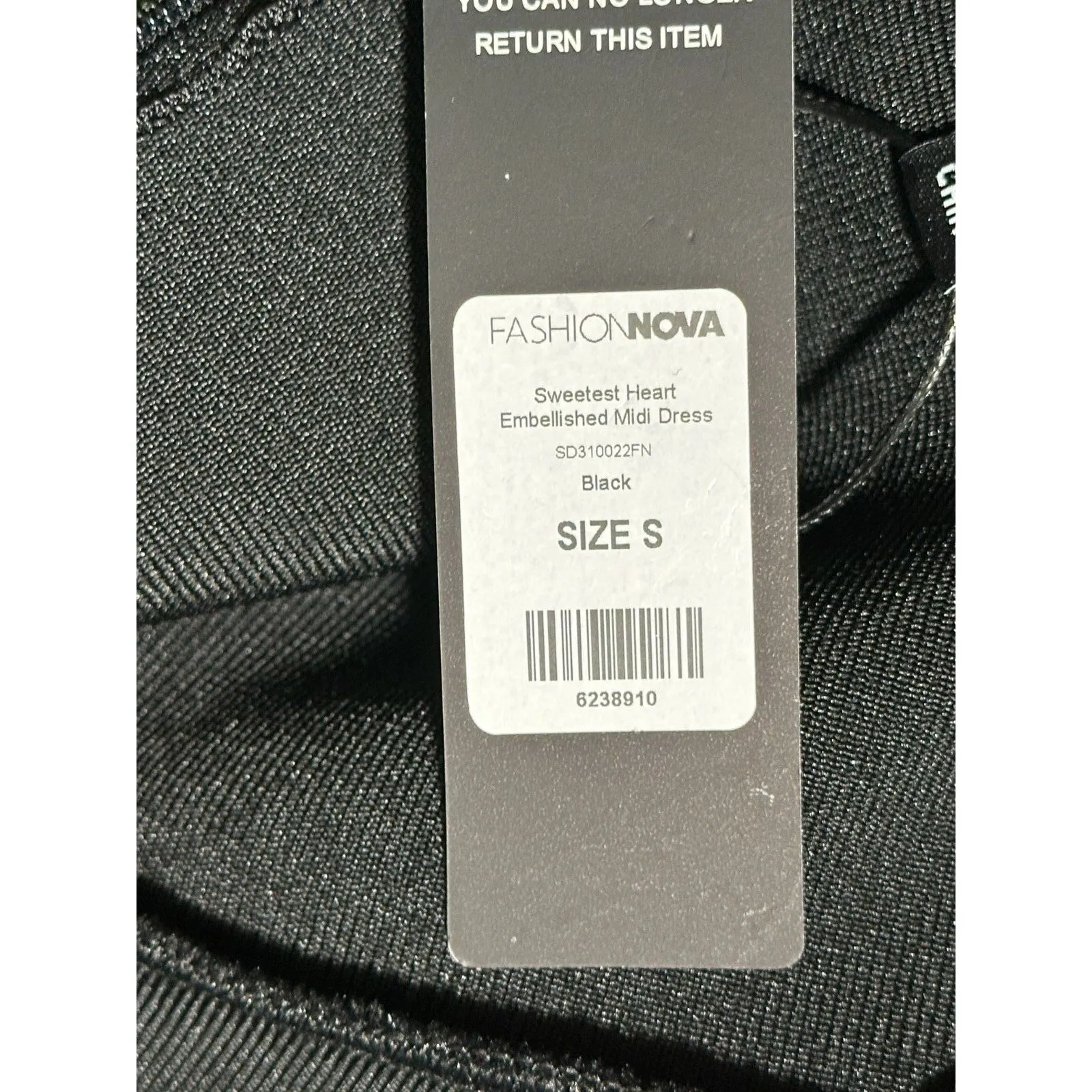 FASHIONNOVA Sweetest Heart Embellished Midi Dress Black Size Small NWT - Image 9