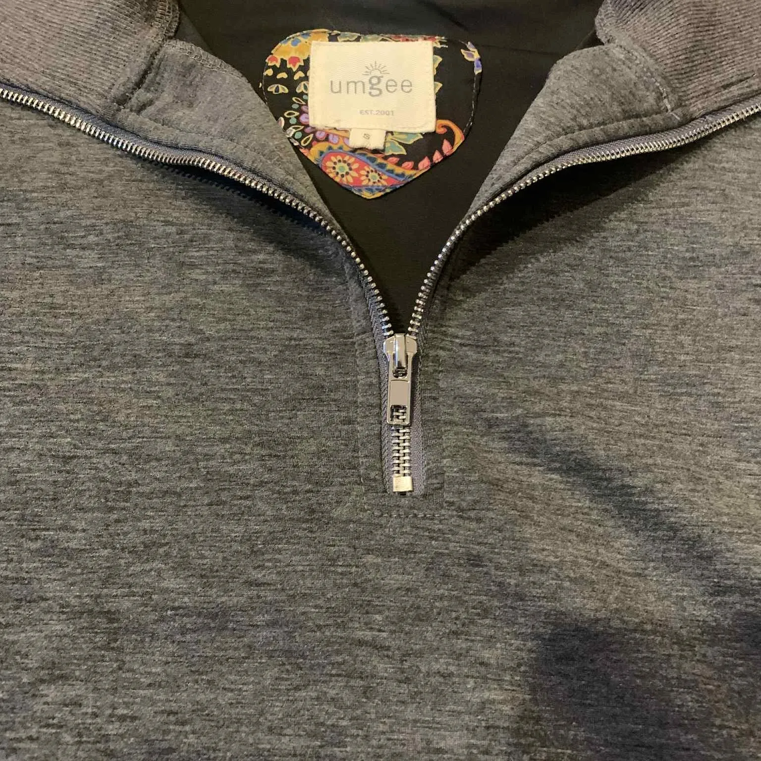 ​Umgee S Short Sleeve Quarter Zip Pullover Sweatshirt Athleisure Crop Dark Gray - Image 4