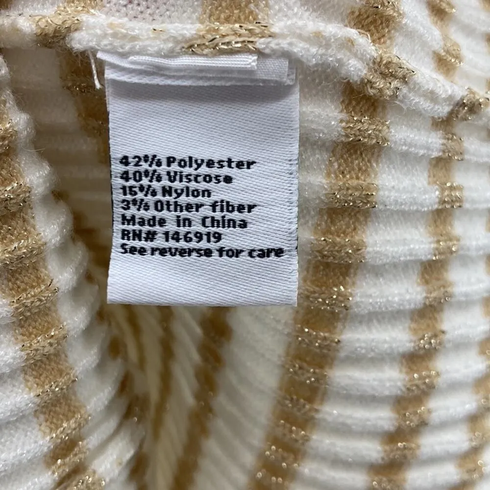 Nine West  striped metallic ribbed long sleeve top size S little bit of sparkle - Image 4