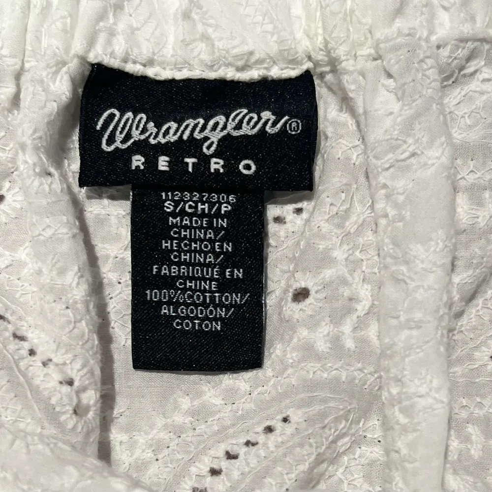 NEW WOMEN'S WRANGLER CROP PEASANT BLOUSE SHIRT WHITE SMALL - Image 5