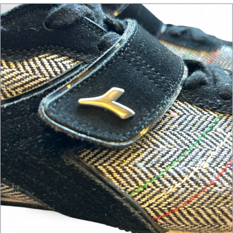 Diadora Donna Bling Ladies Fashion Sneakers, Tweed Upper and Leather Size 10 Black - Image 6