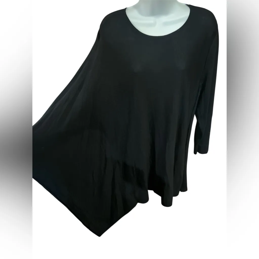 Alfani Black Asymmetrical Poncho Pullover Sweater Size XL Rayon Blend - Image 2