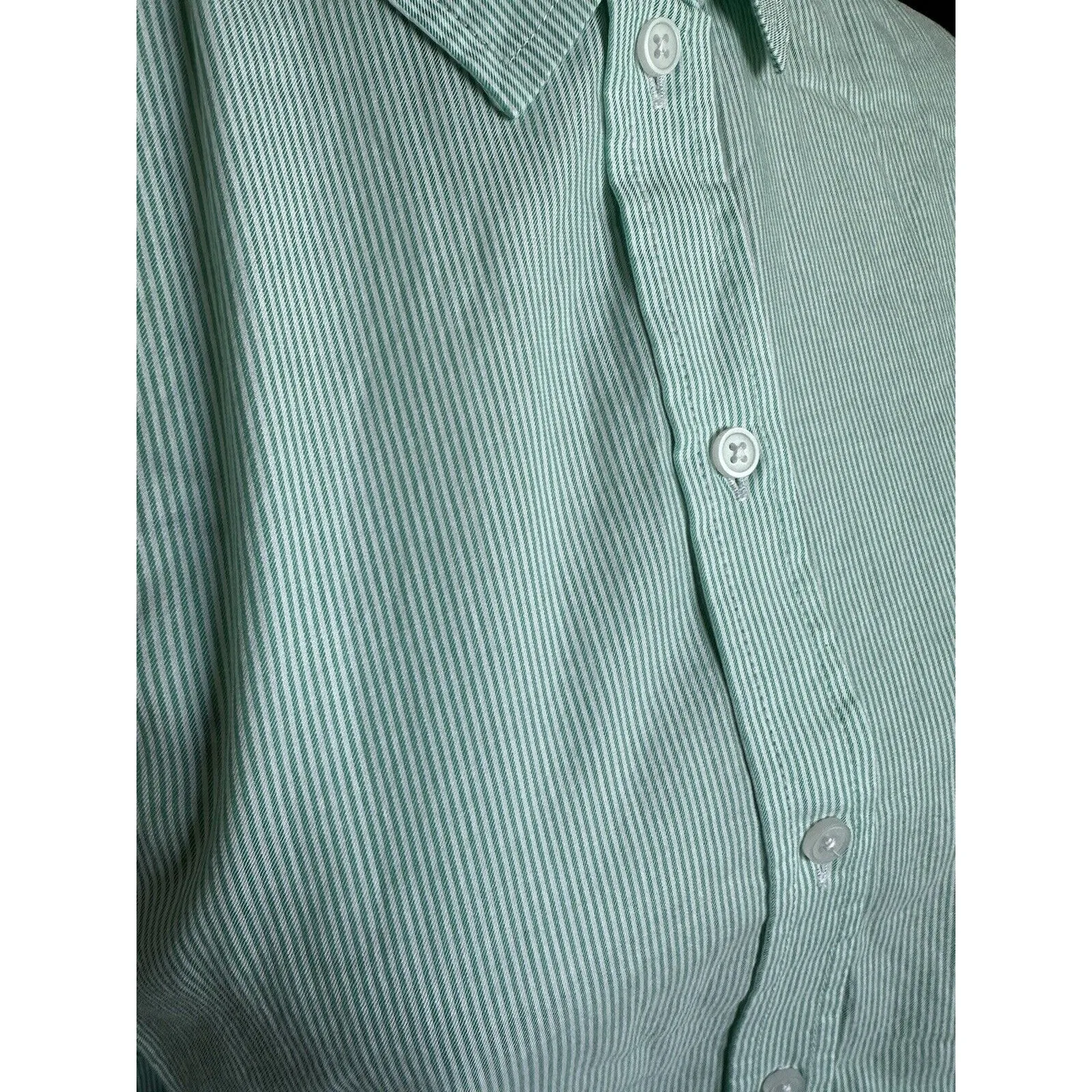 Everlane Relaxed Fit Mint Green Striped Oxford Shirt Size 0 - Image 3