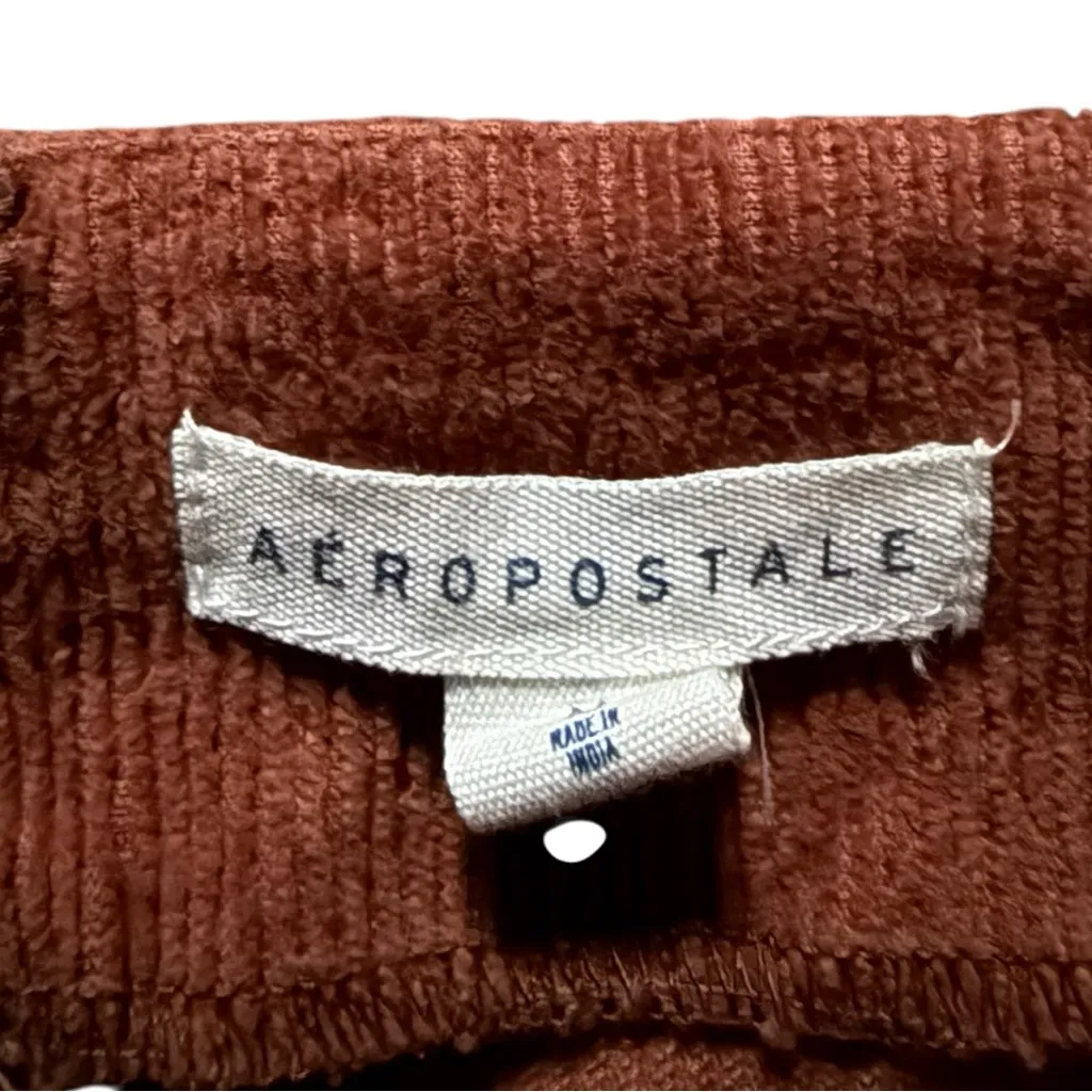 Aeropostale Burnt Orange Corduroy Front Slit Mini Skirt Size Medium - Image 7