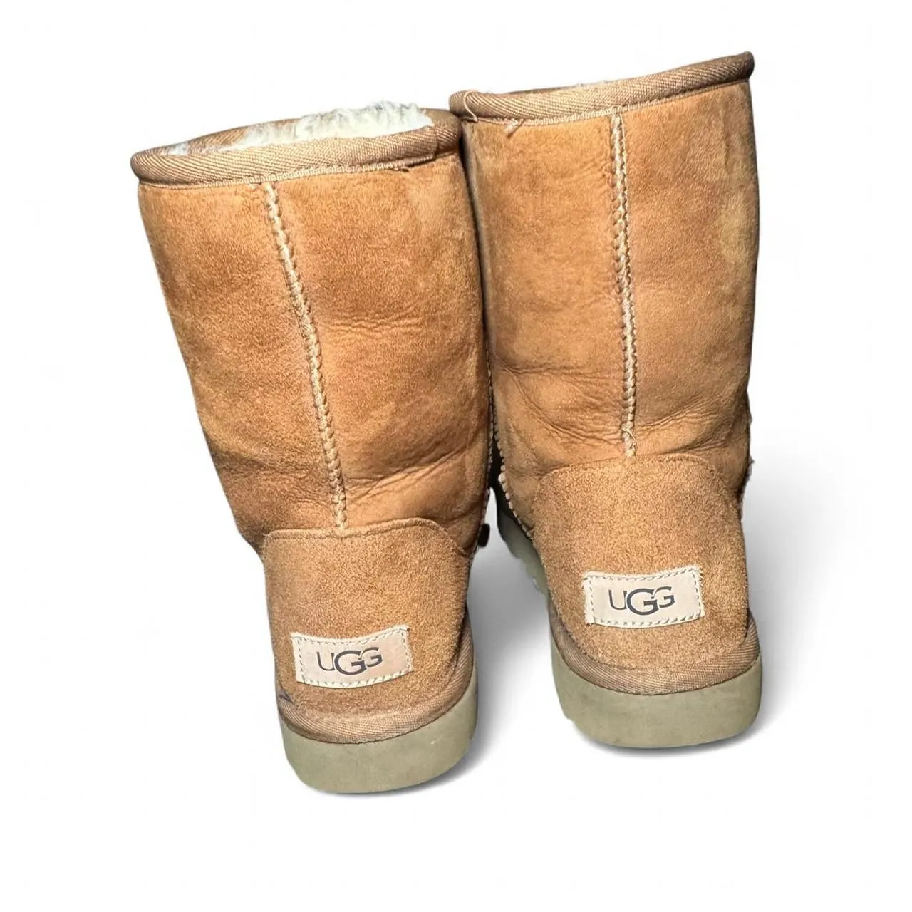 UGG Australia Classic Short Chestnut Suede Sheepskin Boots Women’s Size 8 - Image 4