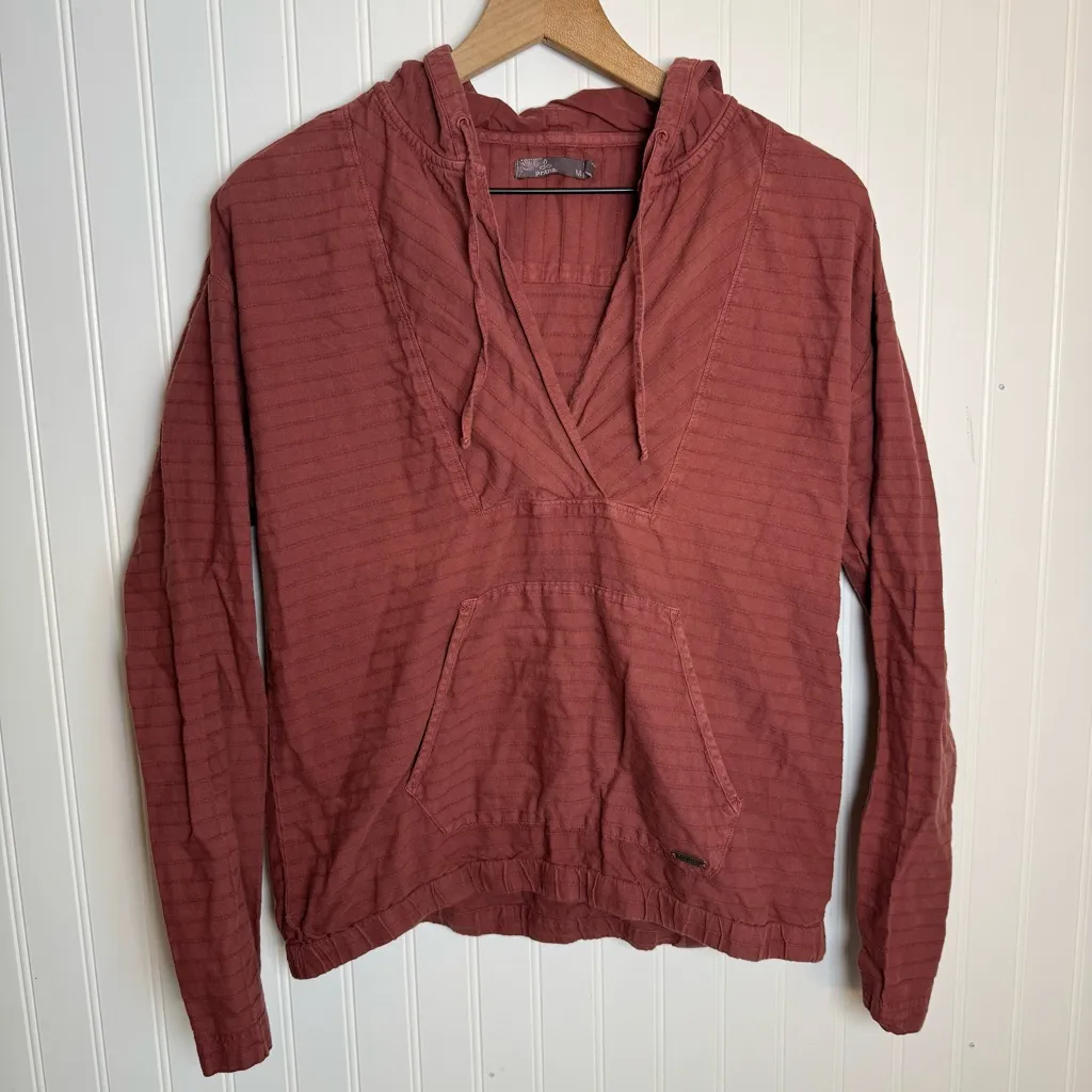 Prana Farin Hooded Pullover Organic Cotton Brick Red Women’s Size Medium - Image 2