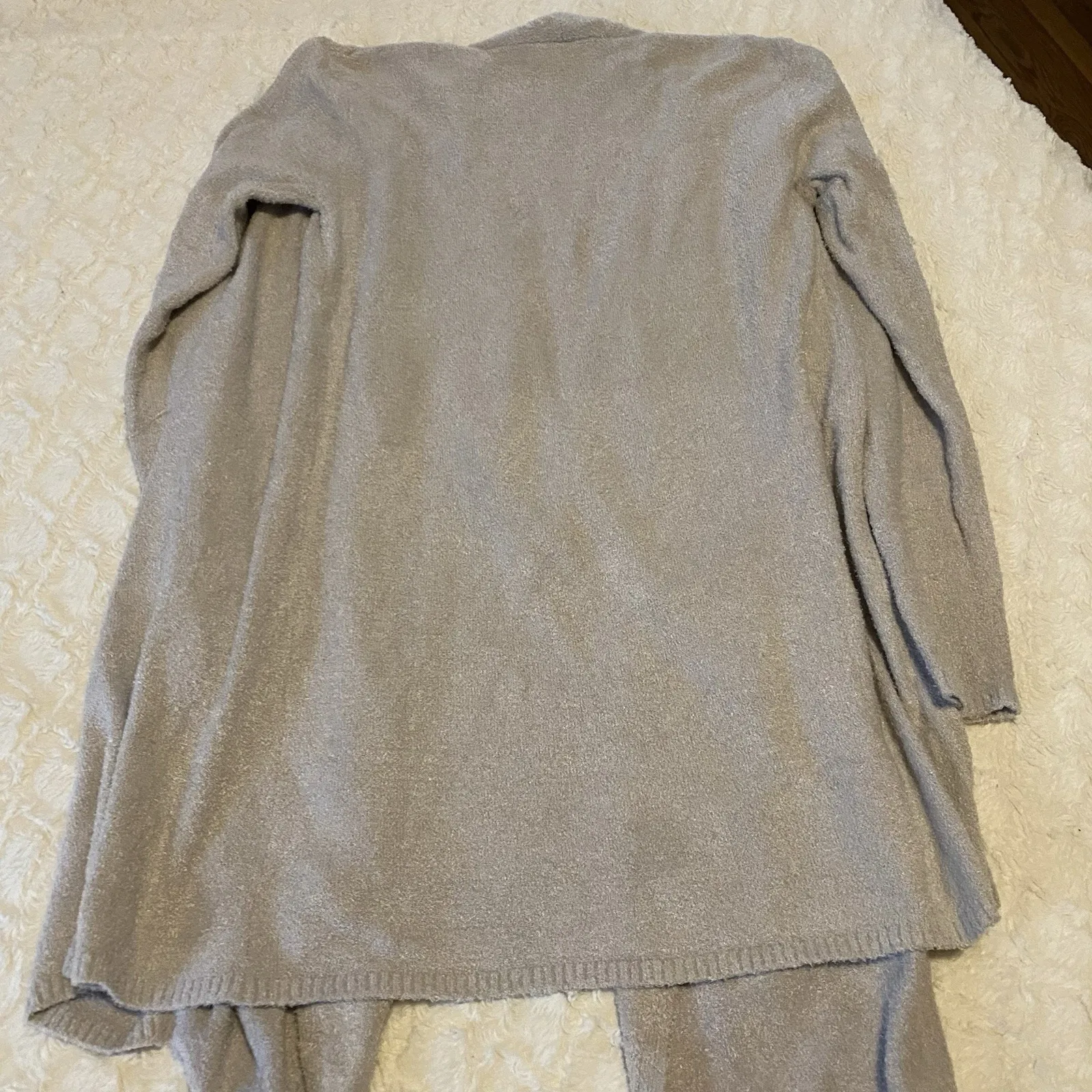 Barefoot Dreams Bamboo Chic Lite Small Open Front Cardigan Sweater Grey Tan - Image 4
