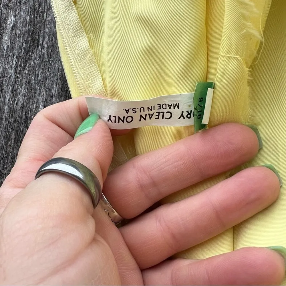 Vintage 70s Chiffon yellow sheer ruffle gone with the wind southern Belle dress Size XS - Image 7