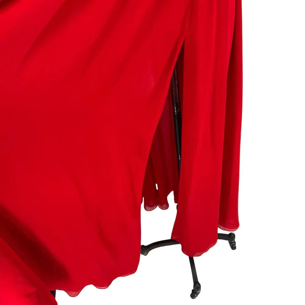 Michael Costello x Revolve Justin Gown Red Maxi Lace Slit Size‎ Large - Image 9