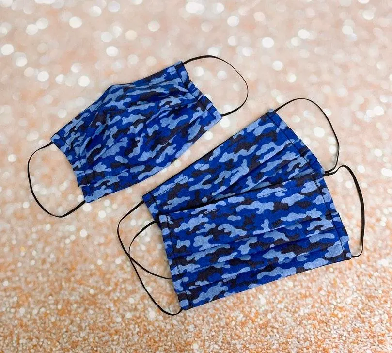 Blue Camo Premium Cotton Face Mask - Image 4