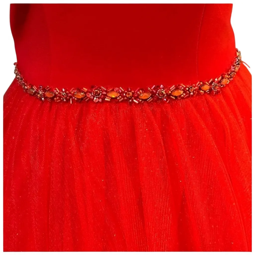 Ellie Wilde by Mon Cherie Womens Prom Dress Size 2 Red Formal Gala HOCO - Image 6