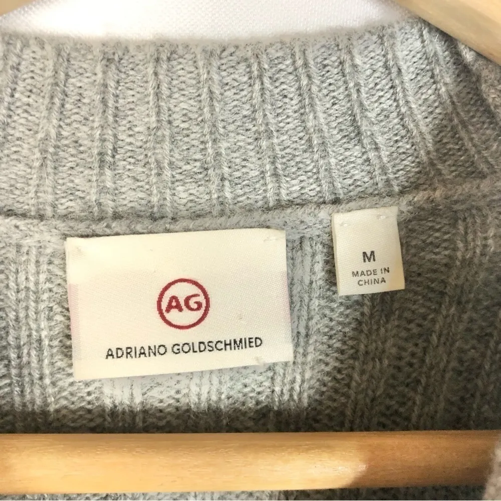 AG Adriano Goldschmied Reign Gray Ribbed Wool Cashmere Midi Sweater Dress M - Image 6