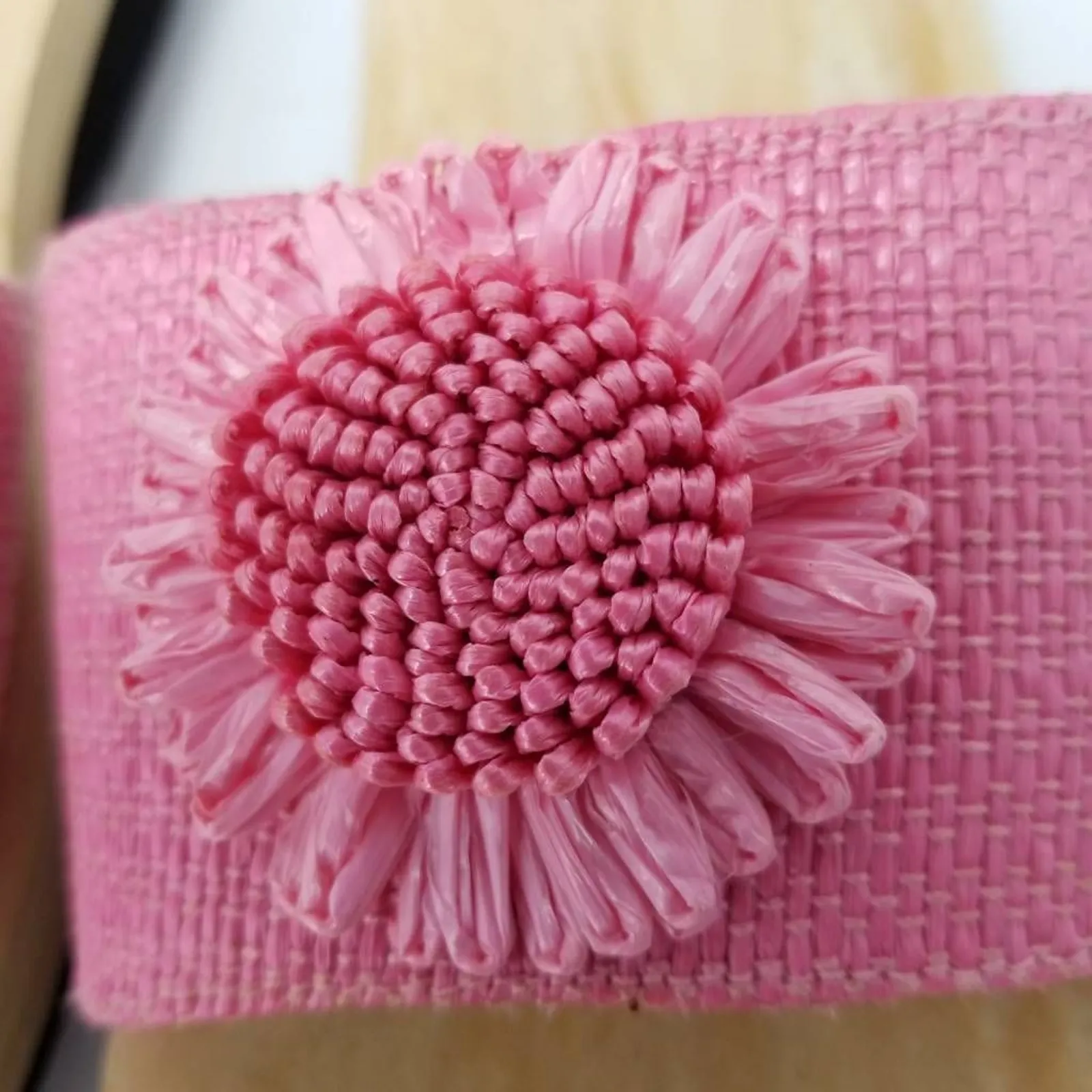 Esny Womens Slides Woven Sandals Pink Beige Floral Slip Ons 7 - Image 3