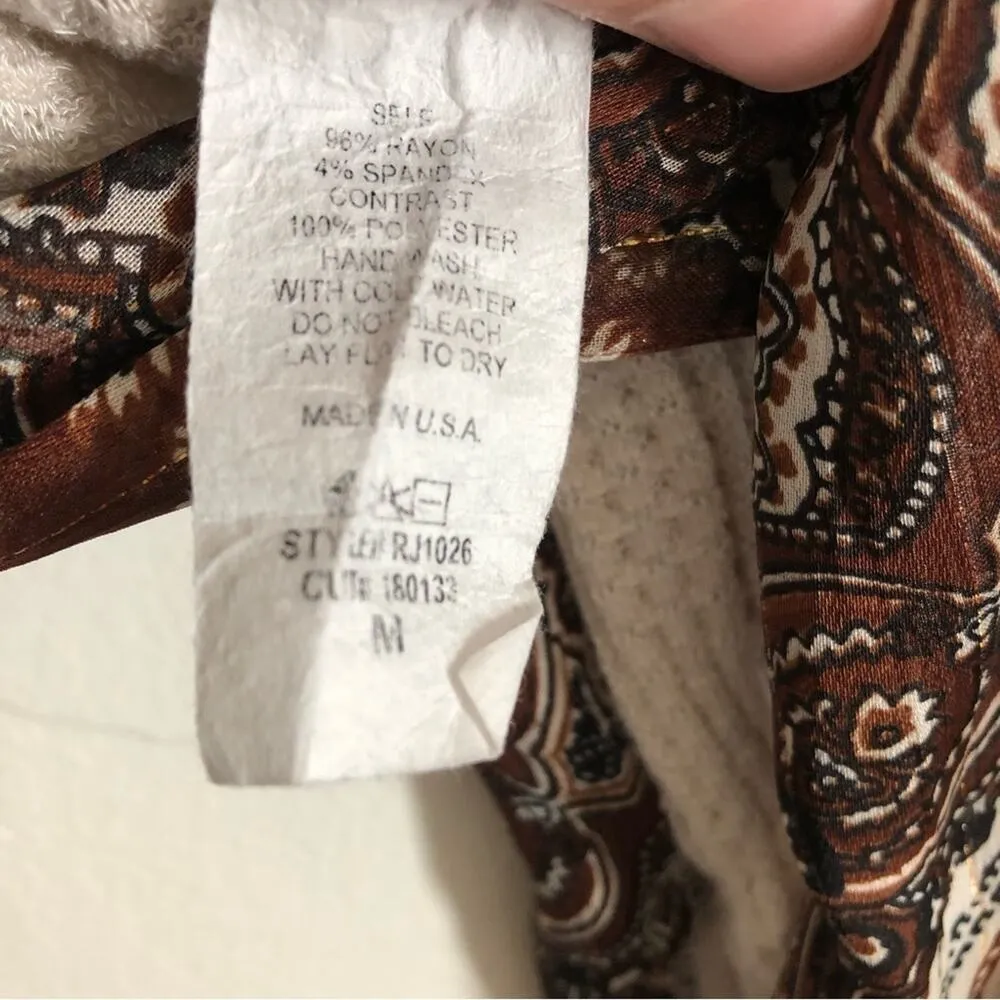 By Together Collection Long Sleeve Silk Paisley Waffle Knit Wrap Tie Blouse Top - Image 9