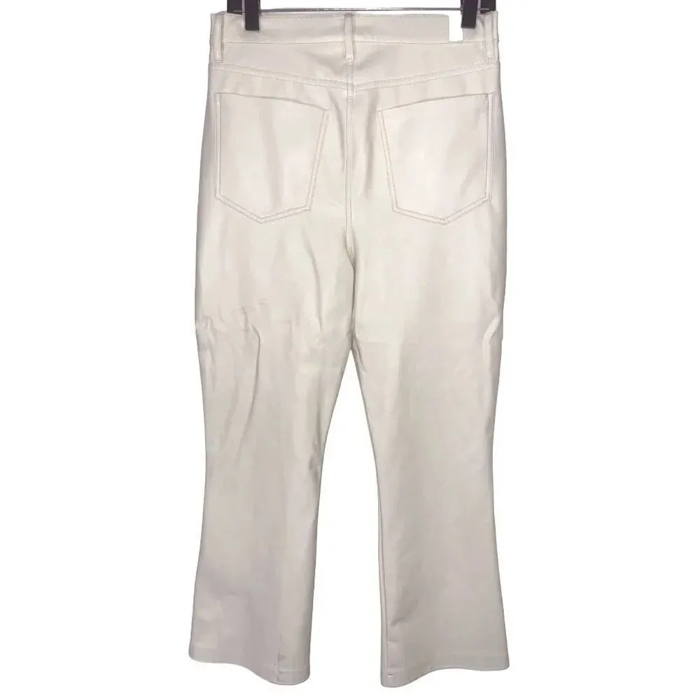 7 For All Mankind High Waist Slim Kick in Cream 30 Womens Faux Leather Vegan - Image 6
