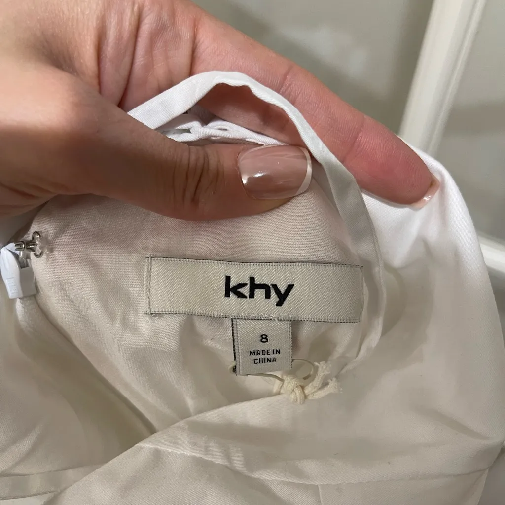 Khy POPLIN LOW BACK MIDI DRESS White Size 8 - Image 5