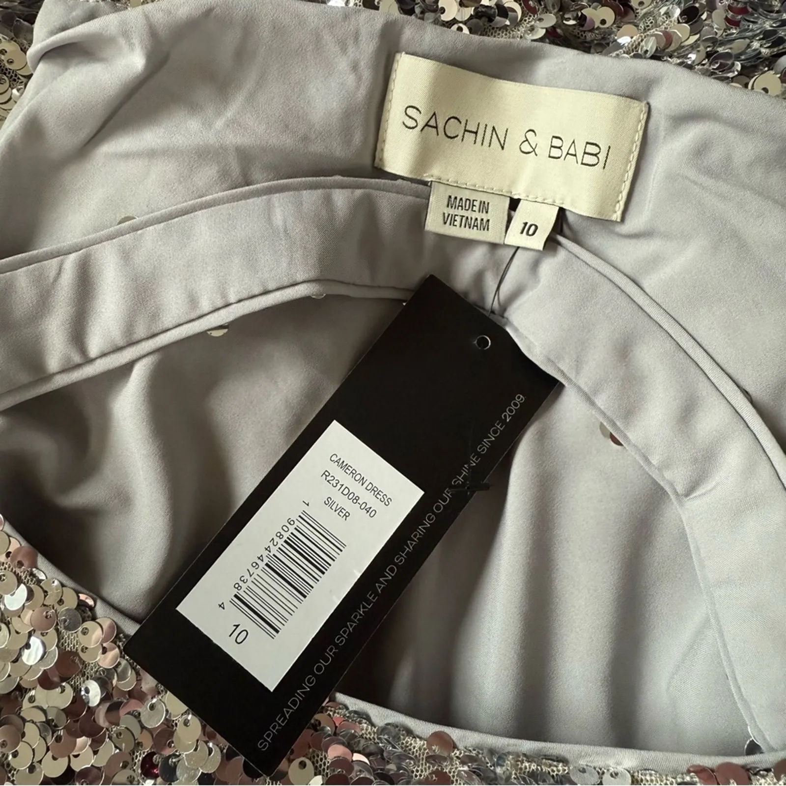 Sachin & Babi Cameron Sequin Dress In Silver Women’s Sz 10 NWT - Image 5