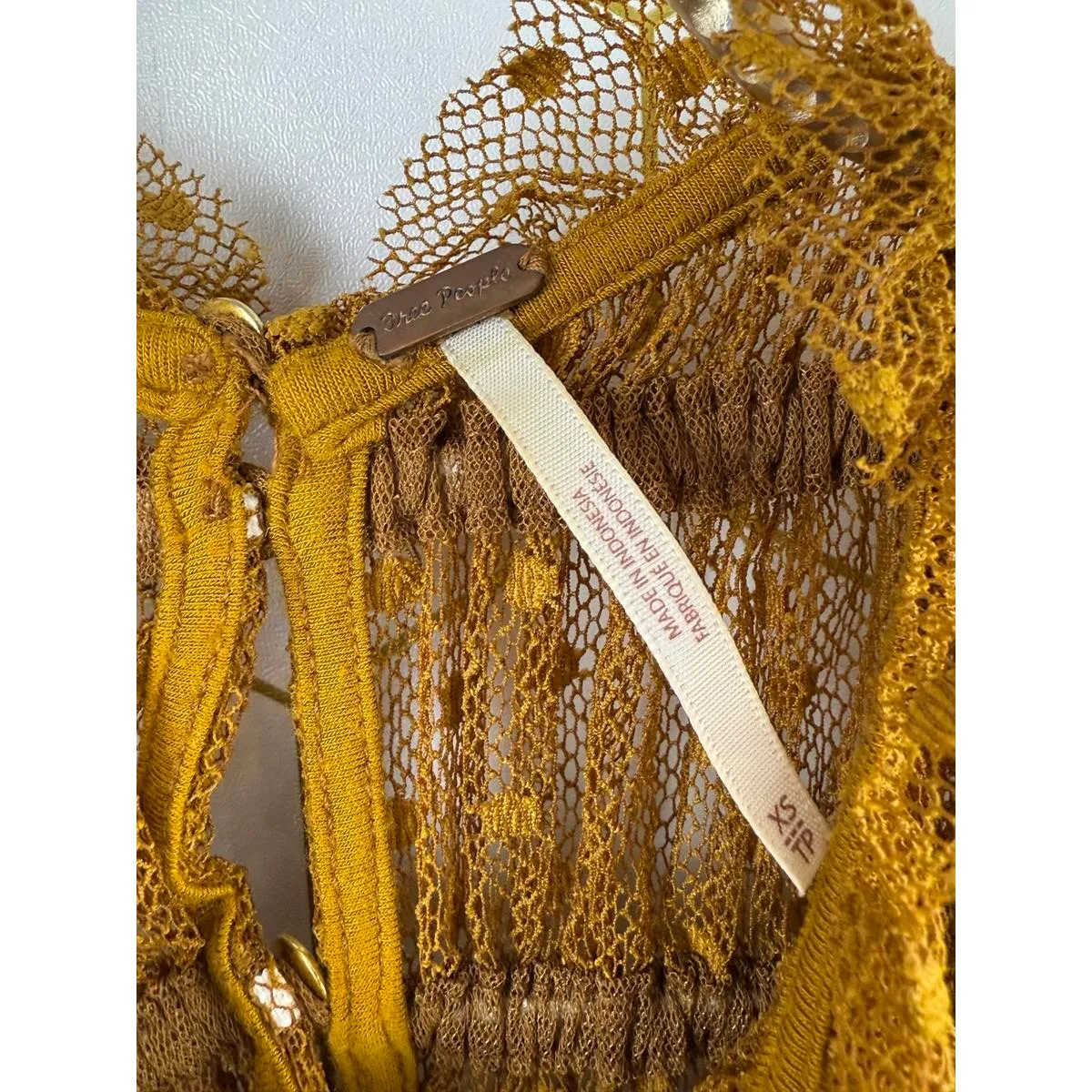 Free People Polka Dot Yellow Sheer Ruffle Sleeve Blouse - Size - XS - Image 4