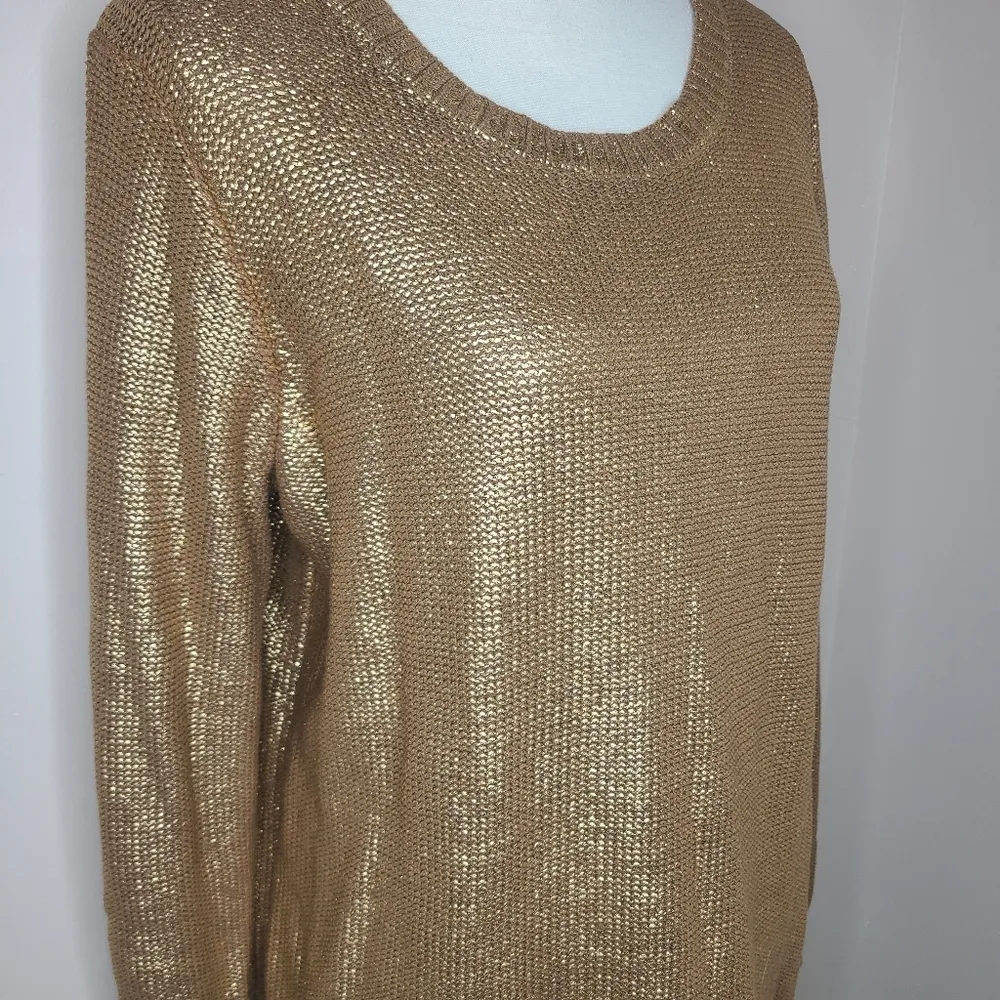 Rock & Republic  Metallic Gold Sweater Size X Large - Image 2