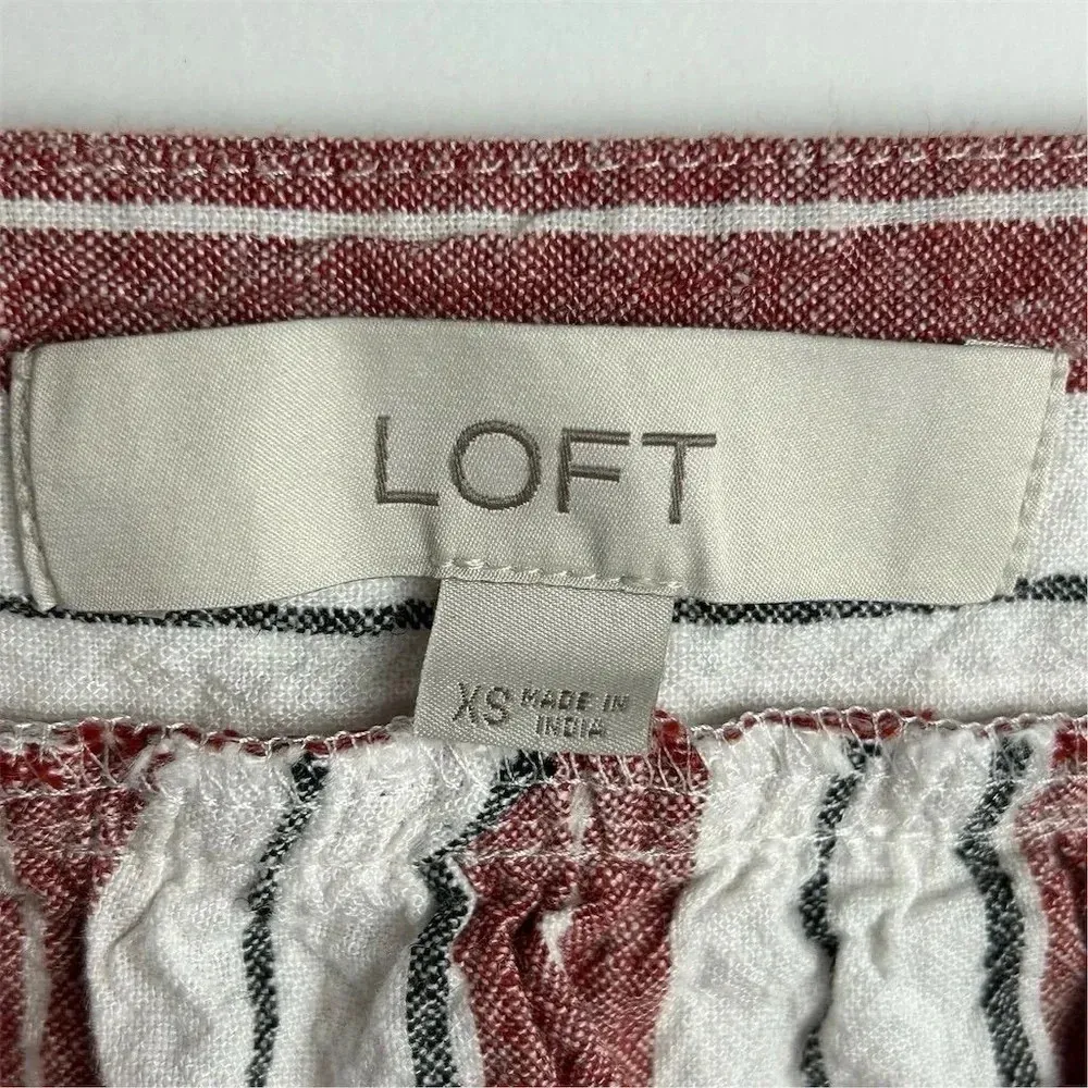 LOFT Women's XS Striped Square Neck Blouse Multicolor Short Sleeve Casual - Image 5