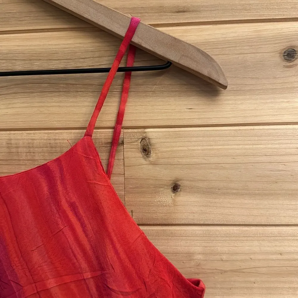 Y2K A Wild Thyme Size 6P Asymmetrical Hem Tie Dye Watercolor Abstract Dress Pink - Image 5