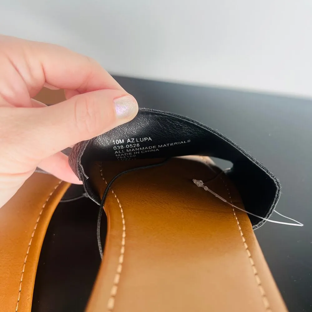 Arizona Womens Black Lupa Flat Sandals Summer Textured Brown - Image 4