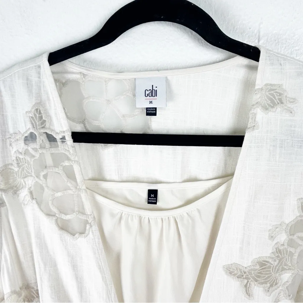 CABI Laguna Cream Linen Blend Slip Dress And Duster Dress Set #6590, Size Medium - Image 6